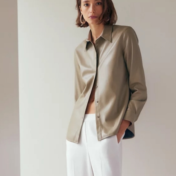 Aritzia Tops - Babaton Nouvelle Faux leather button up shirt